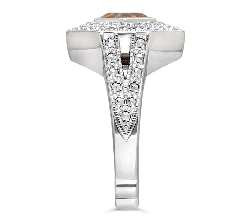 Dallas Prince Sterling Chrome Marcasite & Gemstone Ring — View 4