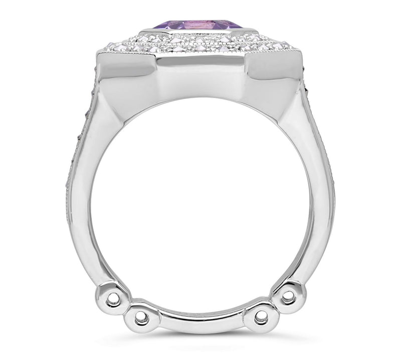 Dallas Prince Sterling Chrome Marcasite & Gemstone Ring — View 2
