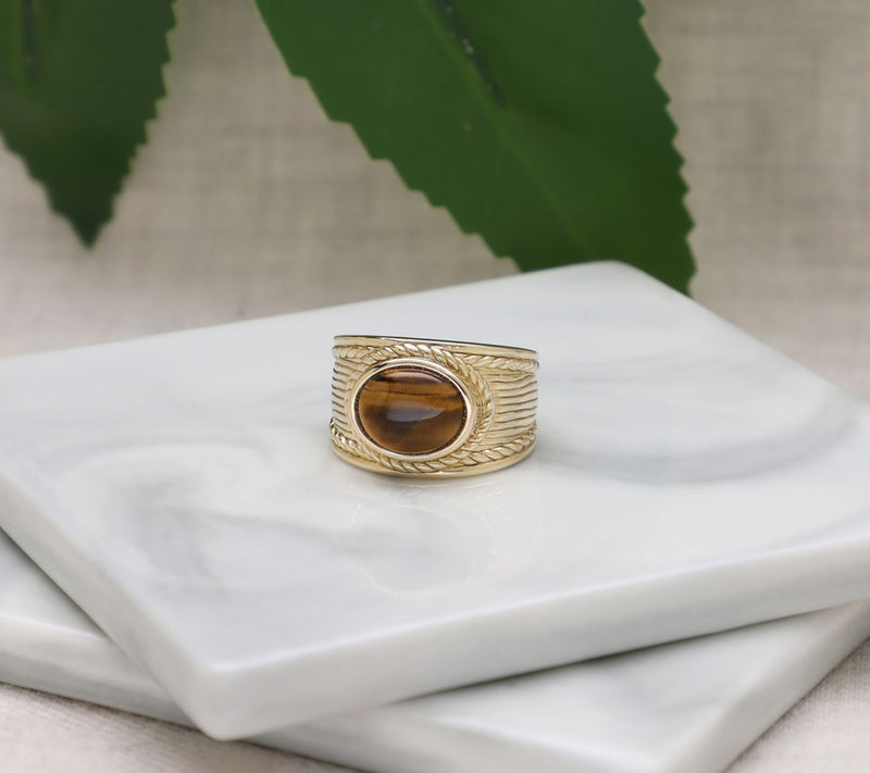 Ariva Sterling Silver Tiger Eye Arden Ring — View 6