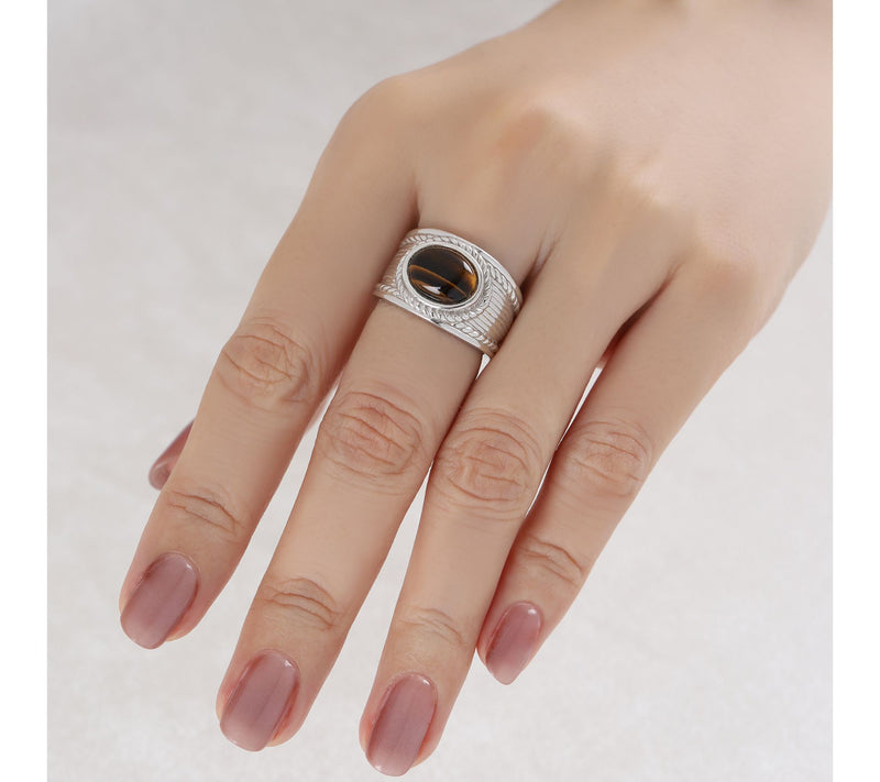 Ariva Sterling Silver Tiger Eye Arden Ring — View 8