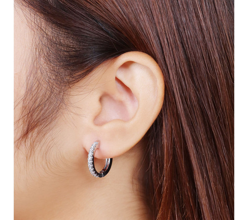 Diamonique x Bronzo Italia Mini Round Hoop Earrings — View 3
