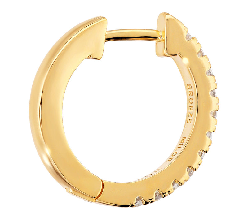 Diamonique x Bronzo Italia Mini Round Hoop Earrings — View 2