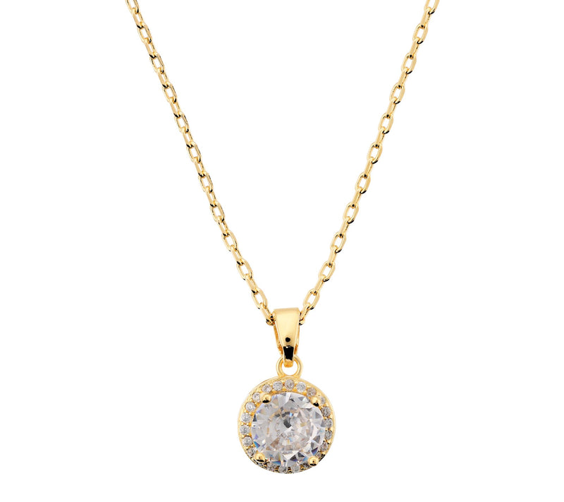 Diamonique x Bronzo Italia Round Pendant w/ Chain — Main view