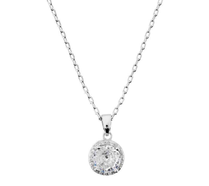 Diamonique x Bronzo Italia Round Pendant w/ Chain — View 6