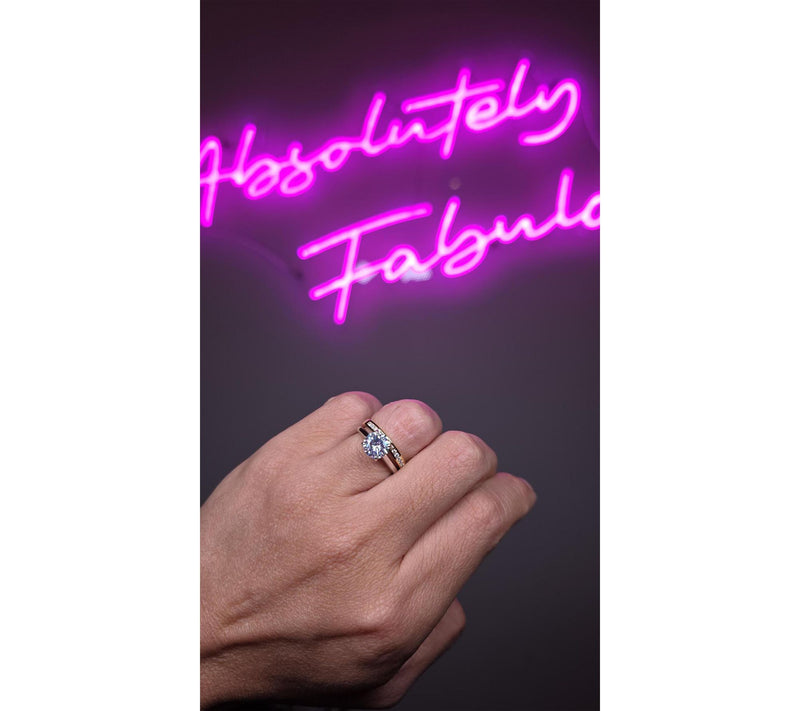 Diamonique 2.55 cttw Two-Tone Round Cut Ring Set, Sterling — View 4