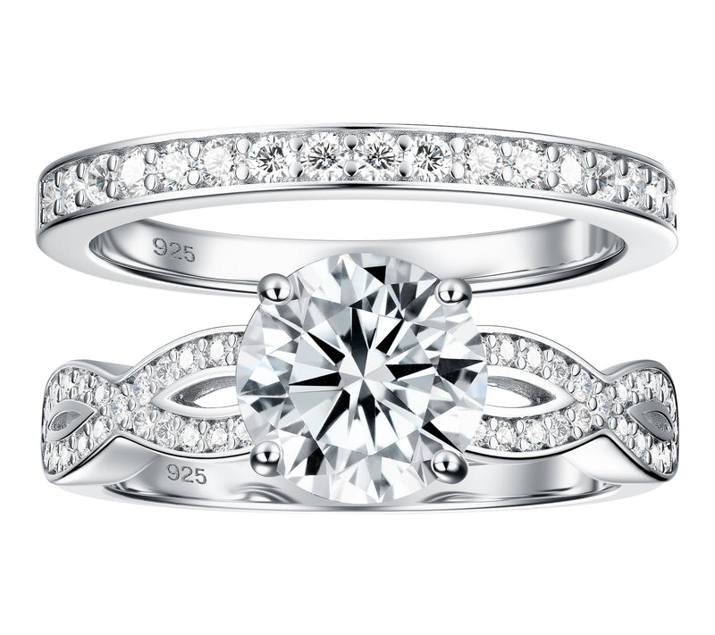 Diamonique 2.80 cttw Solitare Infinity Ring Set,Sterling — View 2