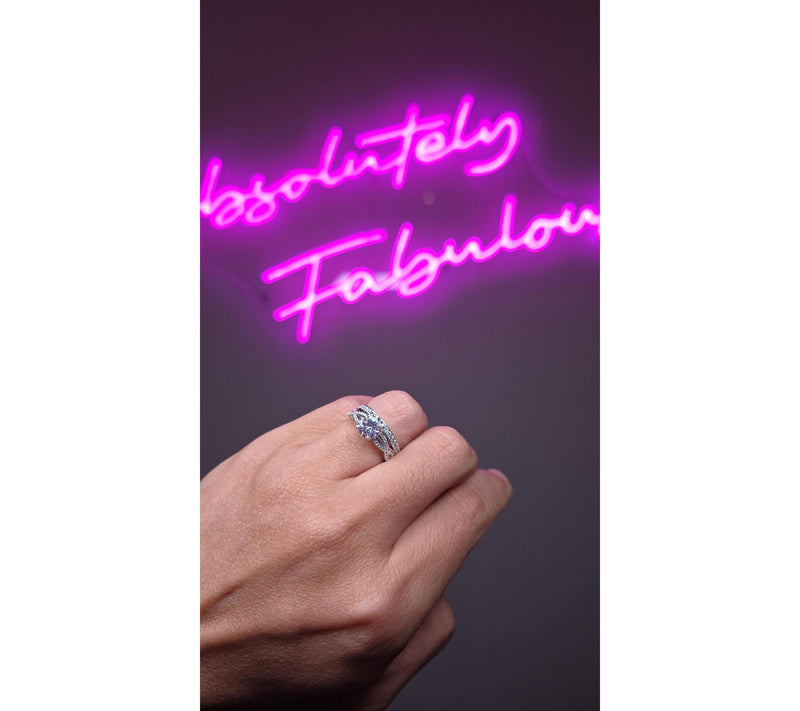 Diamonique 2.80 cttw Solitare Infinity Ring Set,Sterling — View 4