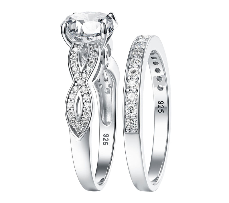 Diamonique 2.80 cttw Solitare Infinity Ring Set,Sterling — View 3