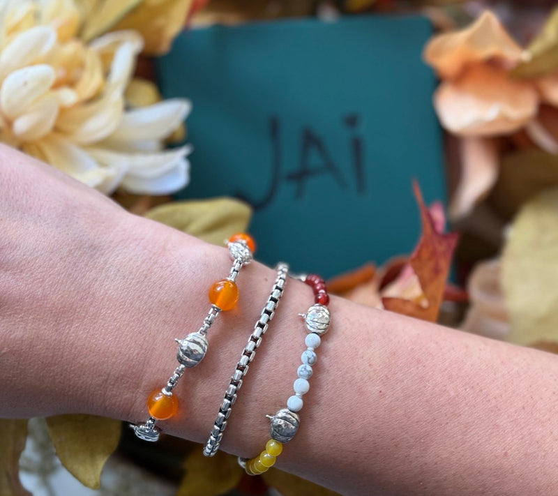 JAI Sterling Holiday Symbol Gemstone Bead Box Chain Bracelet — View 11