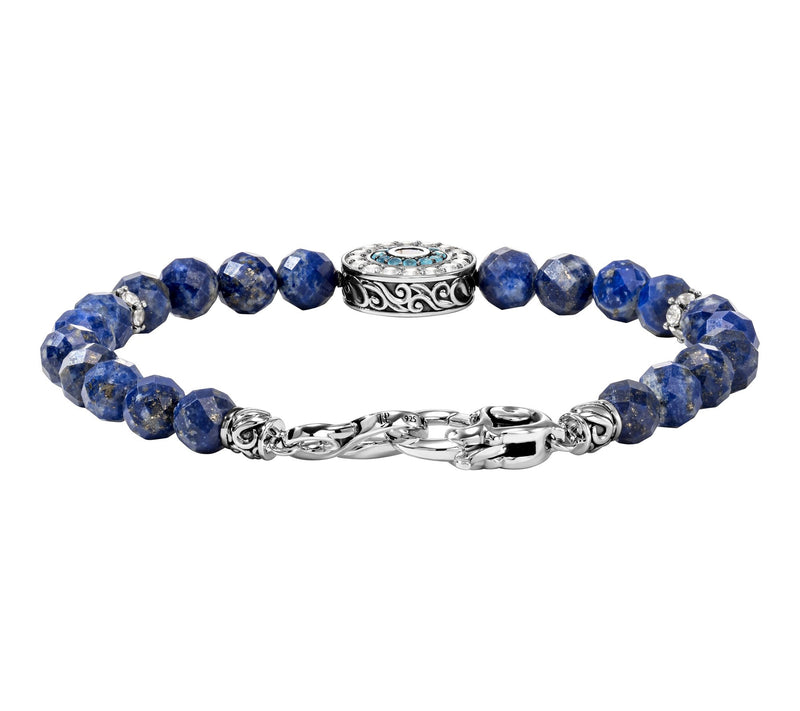 Third Person Sterling Silver Gemstone Evil Eye Bracelet — View 3