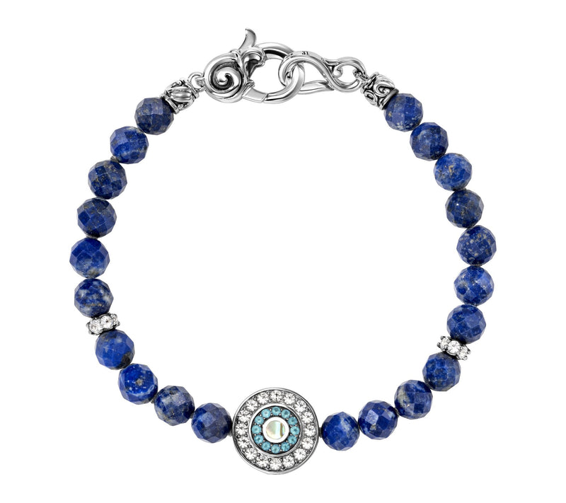 Third Person Sterling Silver Gemstone Evil Eye Bracelet — Main view
