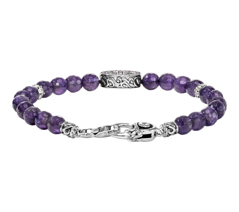 Third Person Sterling Gemstone Bead & PeaceSign Bracelet — View 3