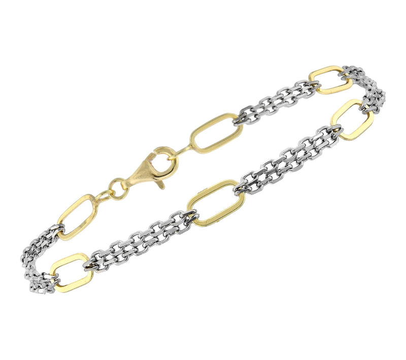Silver Style Two-Tone Cable & Paperclip Bracelet, Sterling — Main view