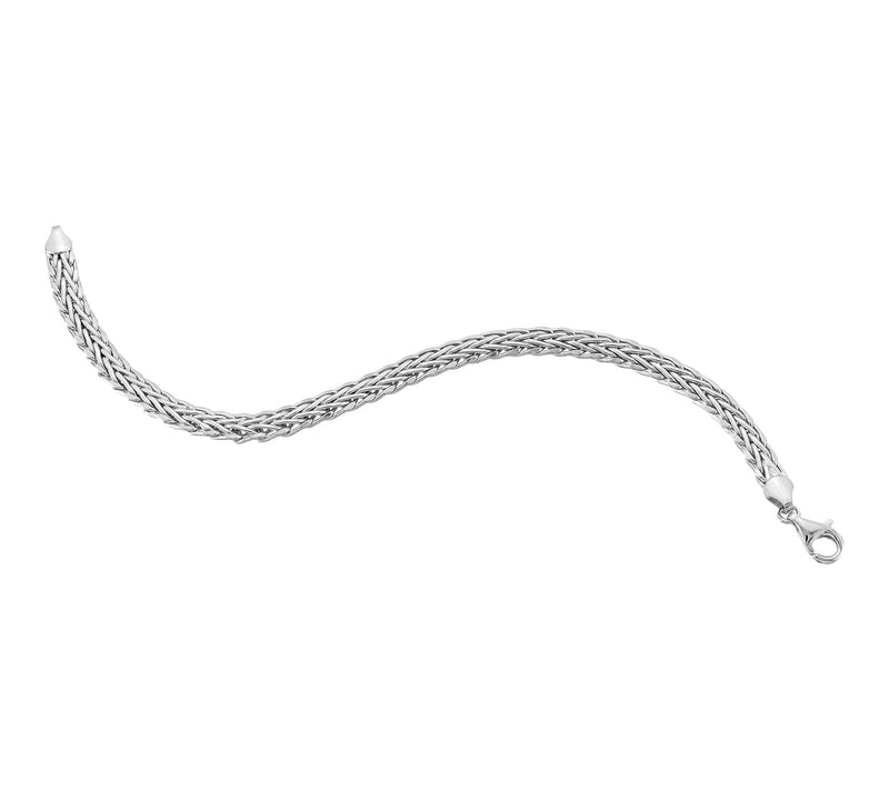 Silver Style Polished Wheat Chain Bracelet, Sterling — View 2
