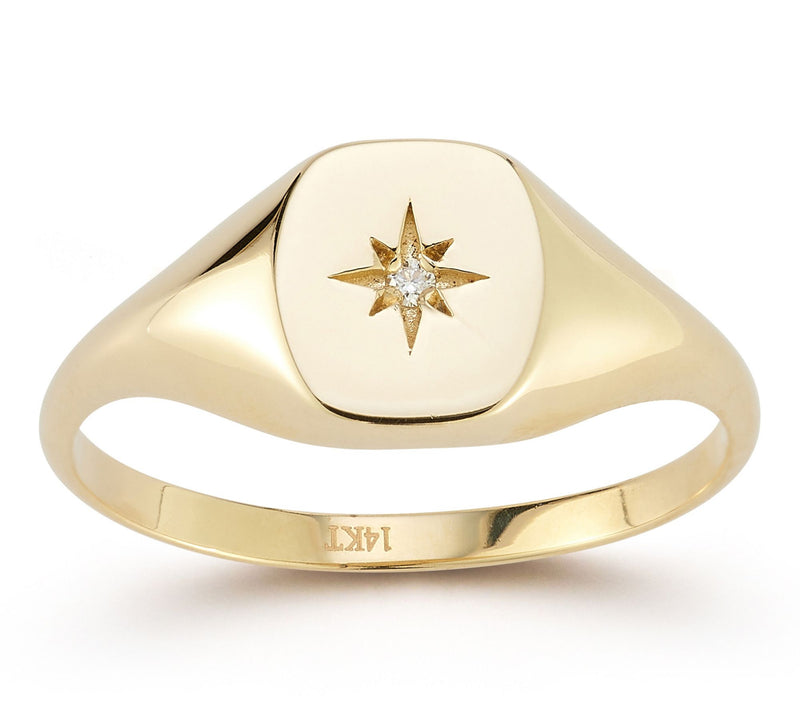 Luminosa Gold Diamond Accent Square Signet Ring, 14K — View 6