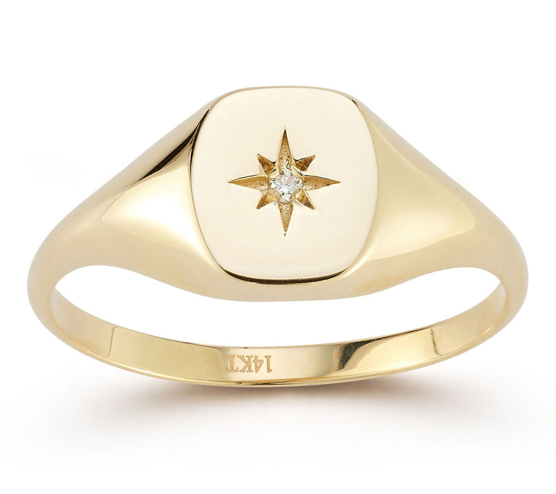 Luminosa Gold Diamond Accent Square Signet Ring, 14K — Main view