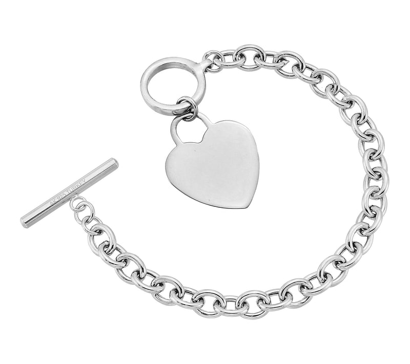Silver Style Heart Charm Toggle Bracelet, Sterling — View 3