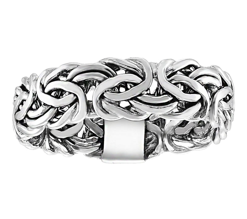 Silver Style Solid Byzantine Polished Band Ring, Sterling — View 7