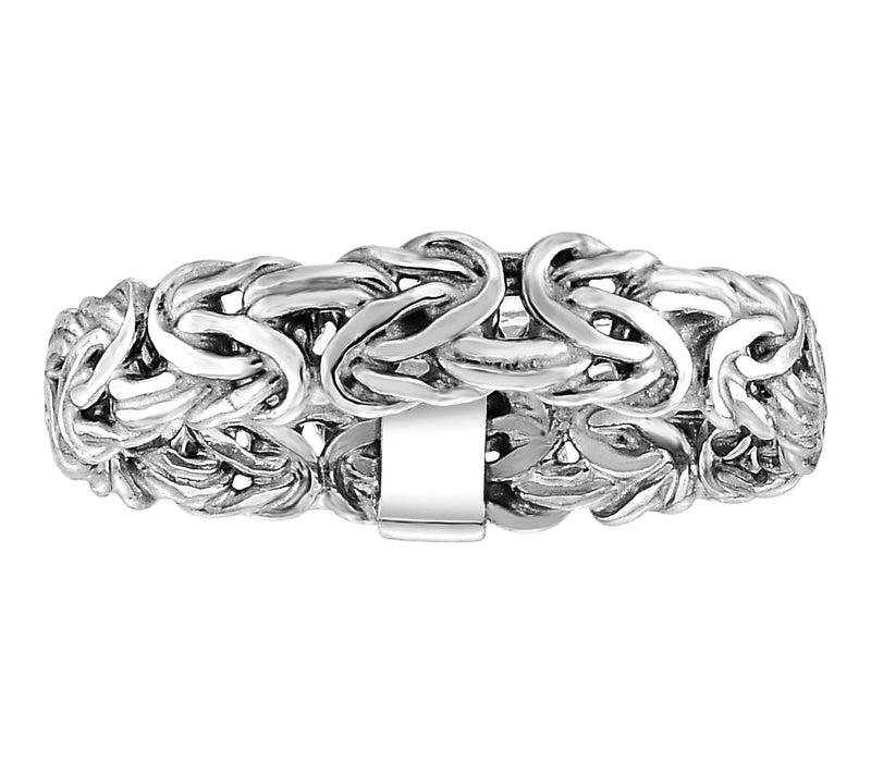 Silver Style 4mm Solid Byzantine Polished BandRing, Sterling — View 7