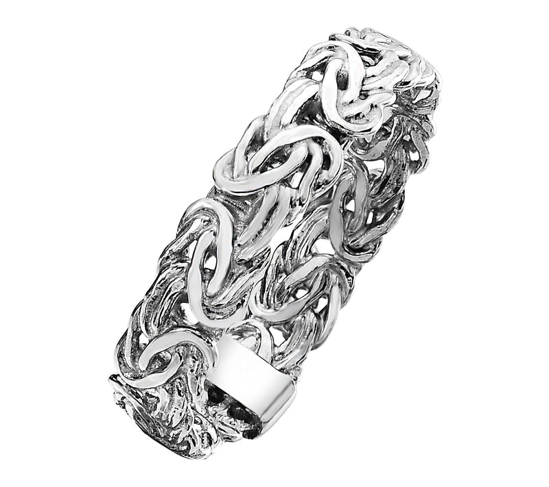 Silver Style 4mm Solid Byzantine Polished BandRing, Sterling — View 2