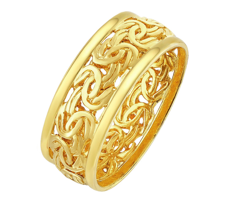 Silver Style 8mm Byzantine Polished Border BandRing, Sterling — View 4