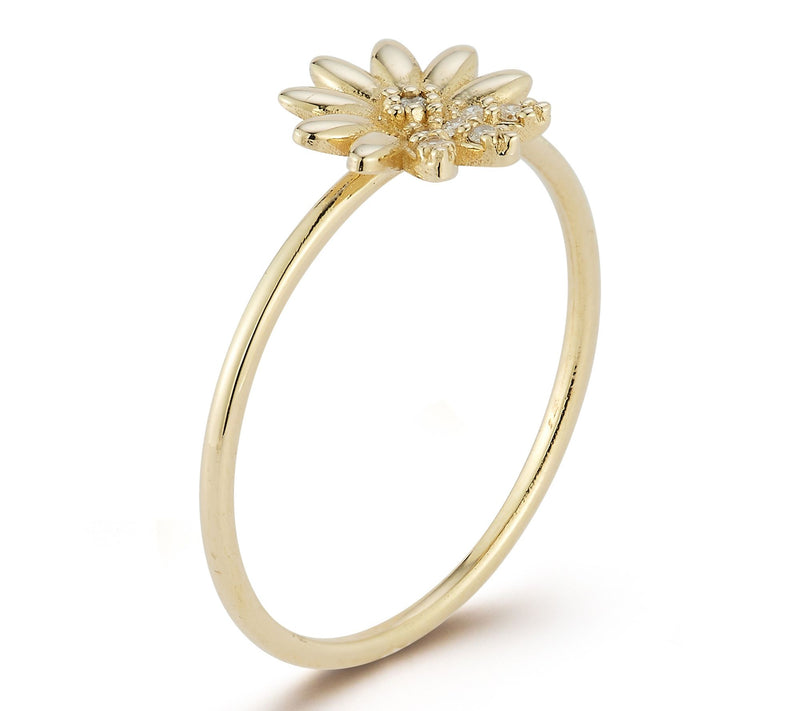 Luminosa Gold Diamond Accent Flower Band Ring,14K — View 2