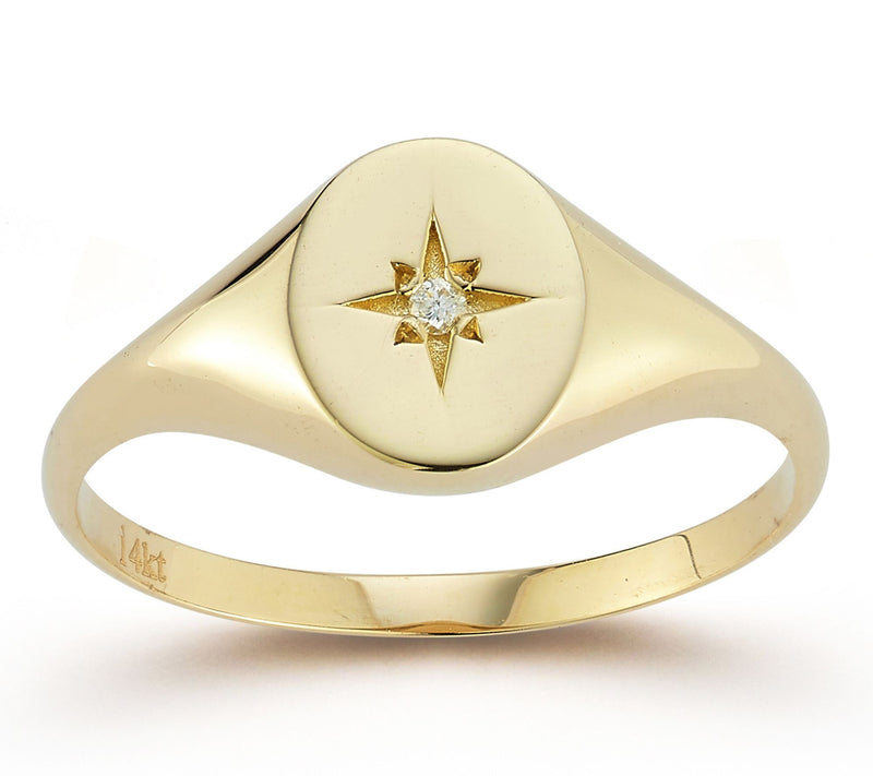 Luminosa Gold Diamond Accent Oval Signet Ring,14K — View 6