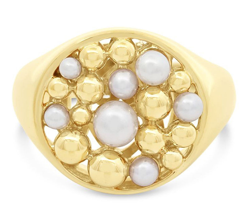 Elyse Ryan 14K Gold Clad Cultured Pearl Cocktail Ring — Main view