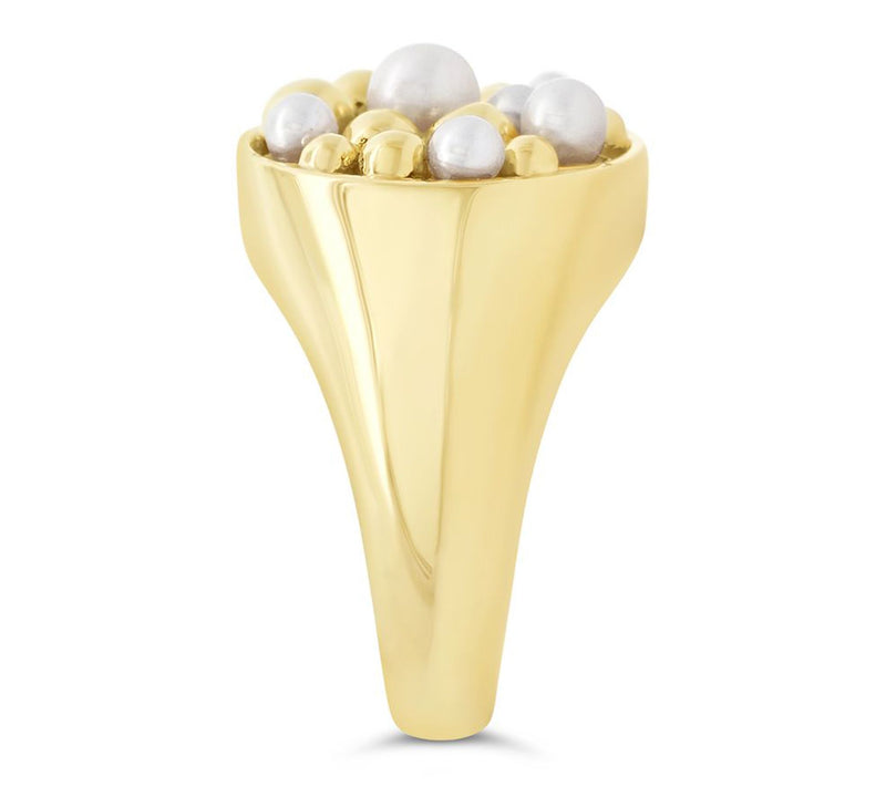 Elyse Ryan 14K Gold Clad Cultured Pearl Cocktail Ring — View 3