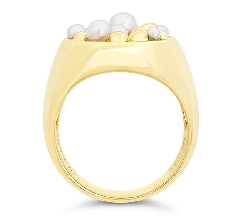 Elyse Ryan 14K Gold Clad Cultured Pearl Cocktail Ring — View 2