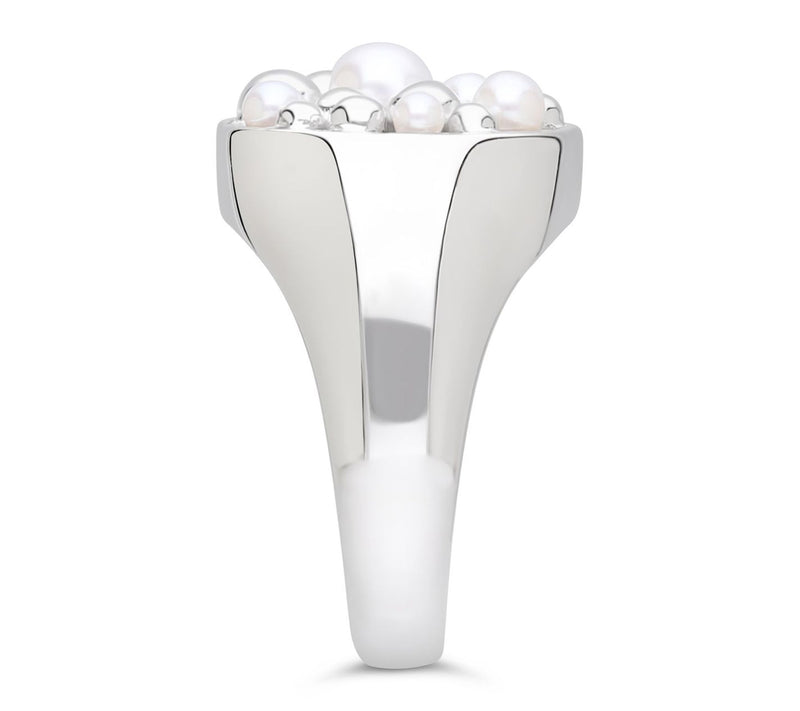 Elyse Ryan Sterling Silver Cultured Pearl Cocktail Ring — View 4