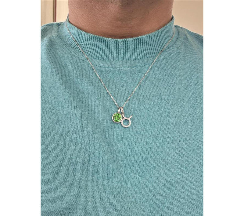 Diamonique Zodiac & Birthstone Pendant & Chain,Sterling — View 4
