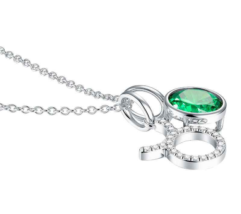 Diamonique Zodiac & Birthstone Pendant & Chain,Sterling — View 2