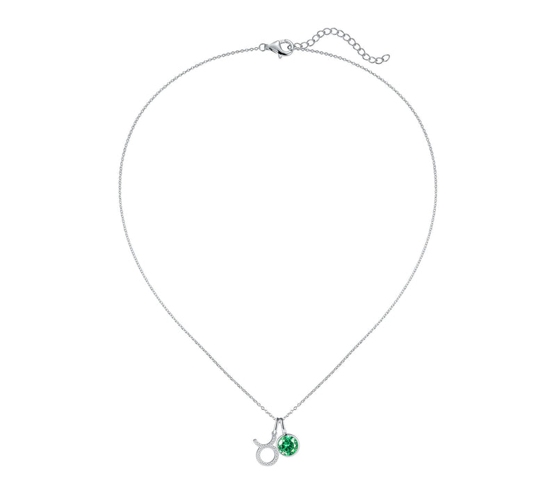 Diamonique Zodiac & Birthstone Pendant & Chain,Sterling — View 3