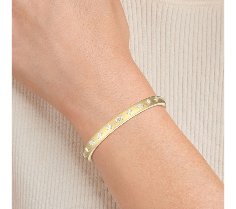Moissanite 2.10 cttw Bangle, 18K Gold Plated — View 4