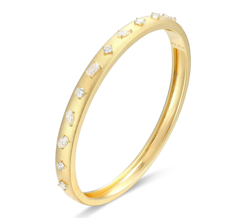 Moissanite 2.10 cttw Bangle, 18K Gold Plated — View 2