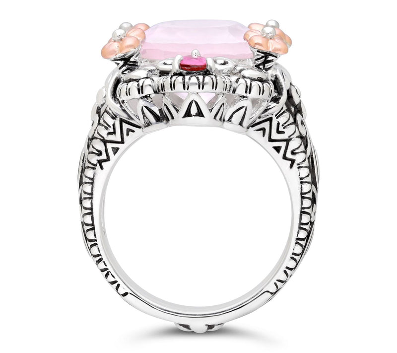 Barbara Bixby Sterling Silver & 18K Gold Rose Quartz Ring — View 3