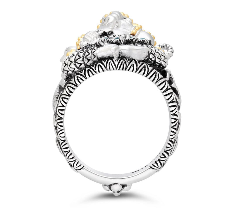 Barbara Bixby Sterling & 18K Gold Gemstone Ganesha Ring — View 4