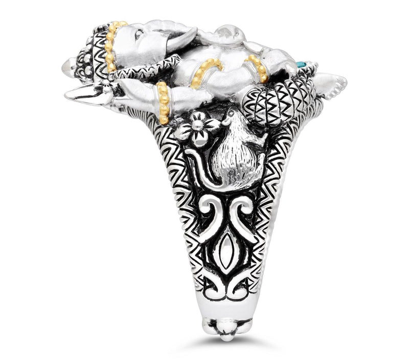 Barbara Bixby Sterling & 18K Gold Gemstone Ganesha Ring — View 3