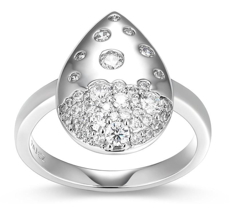 Moissanite 0.55 cttw Scattered Pear Ring, Sterling Silver — View 2