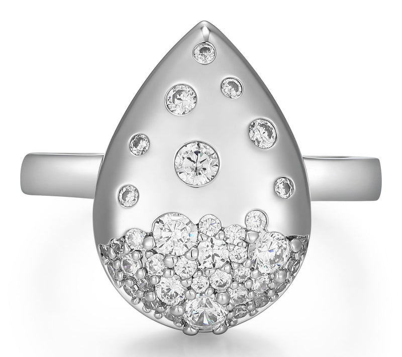 Moissanite 0.55 cttw Scattered Pear Ring, Sterling Silver — Main view
