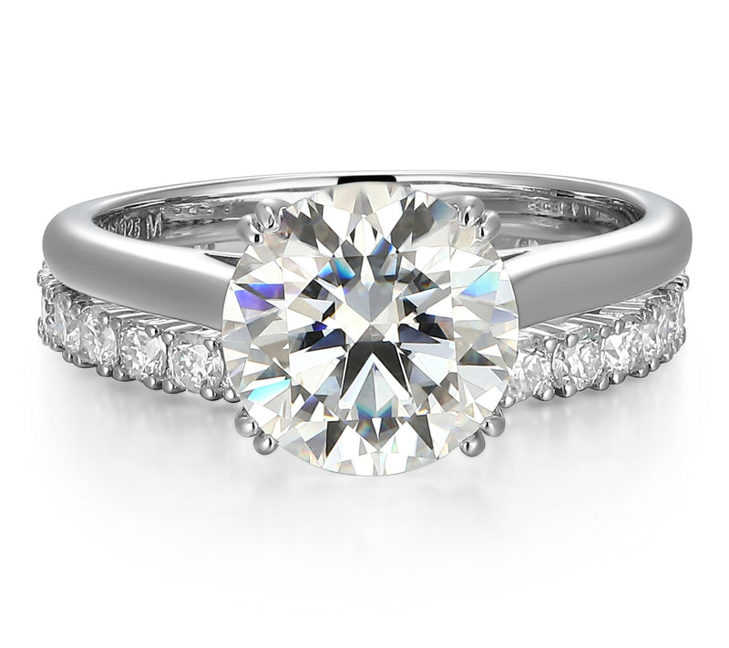 Moissanite 3.10 cttw Solitaire & Band Ring Set,Sterling — Main view