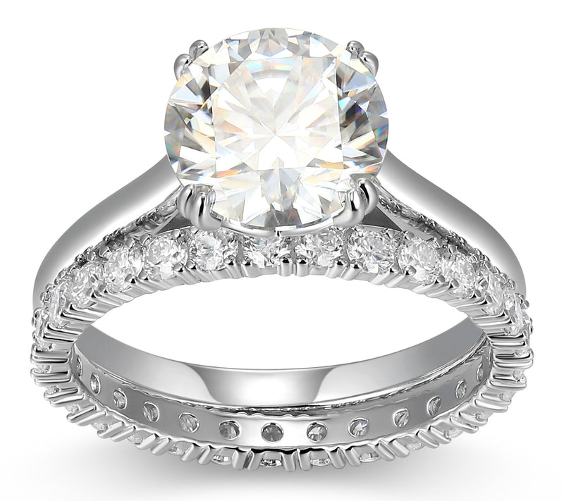 Moissanite 3.10 cttw Solitaire & Band Ring Set,Sterling — View 2
