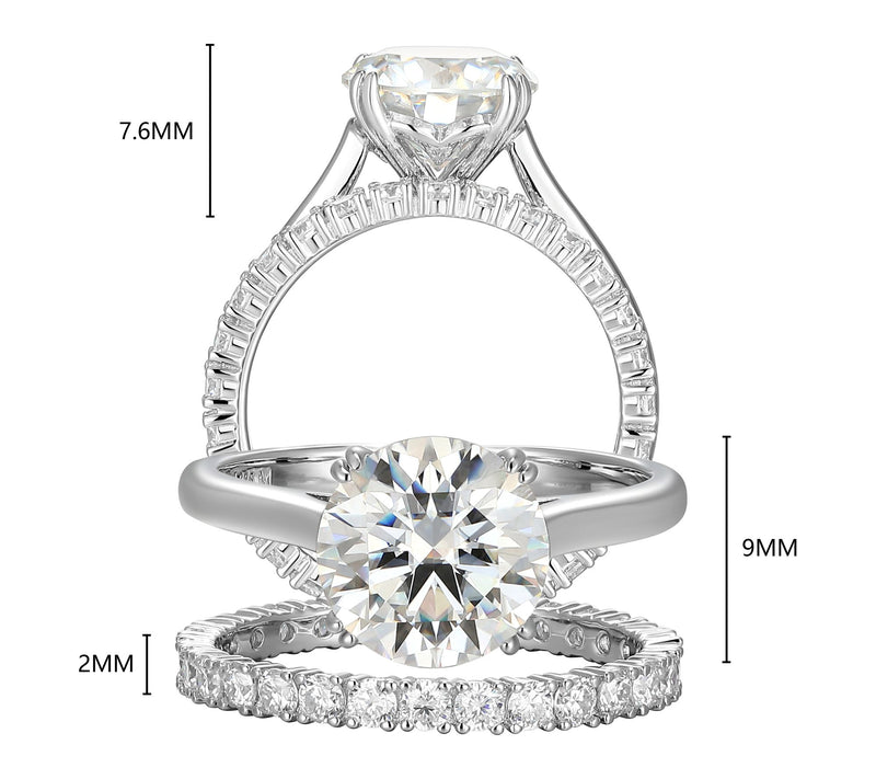 Moissanite 3.10 cttw Solitaire & Band Ring Set,Sterling — View 6