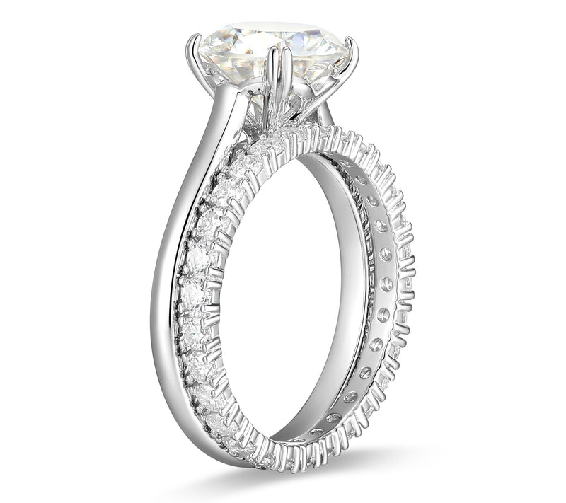 Moissanite 3.10 cttw Solitaire & Band Ring Set,Sterling — View 5