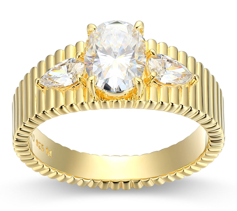 Moissanite 1.80 cttw Ribbed Band Ring, 18K GoldPlated — Main view