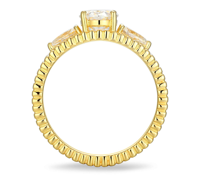 Moissanite 1.80 cttw Ribbed Band Ring, 18K GoldPlated — View 3