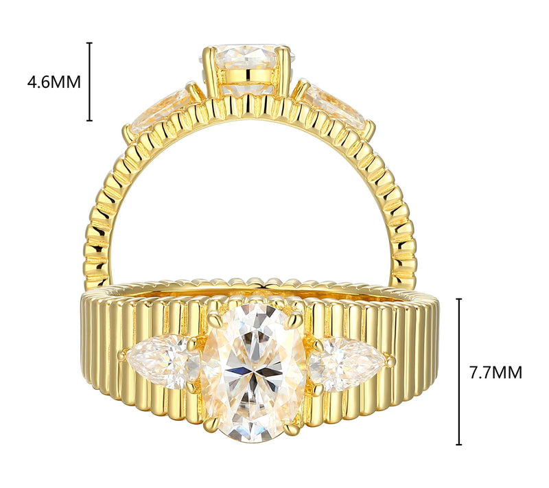 Moissanite 1.80 cttw Ribbed Band Ring, 18K GoldPlated — View 6