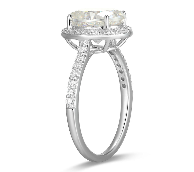 Moissanite 3.15 cttw Halo Ring, Sterling Silver — View 5