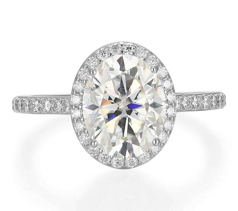 Moissanite 3.15 cttw Halo Ring, Sterling Silver — Main view